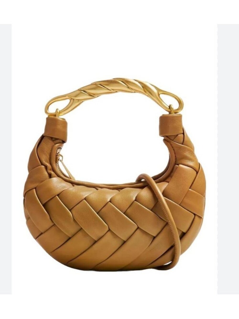JW PEI Orla woven gold top handle women's crossbody bag + Dust bag BROWN